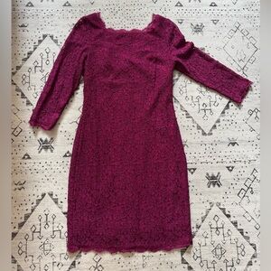 Adrianna Papell Lace Sheath Dress in Rich Magenta